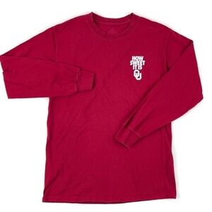 Womens Graphic OU Tshirt Long Sleeve Red Small
